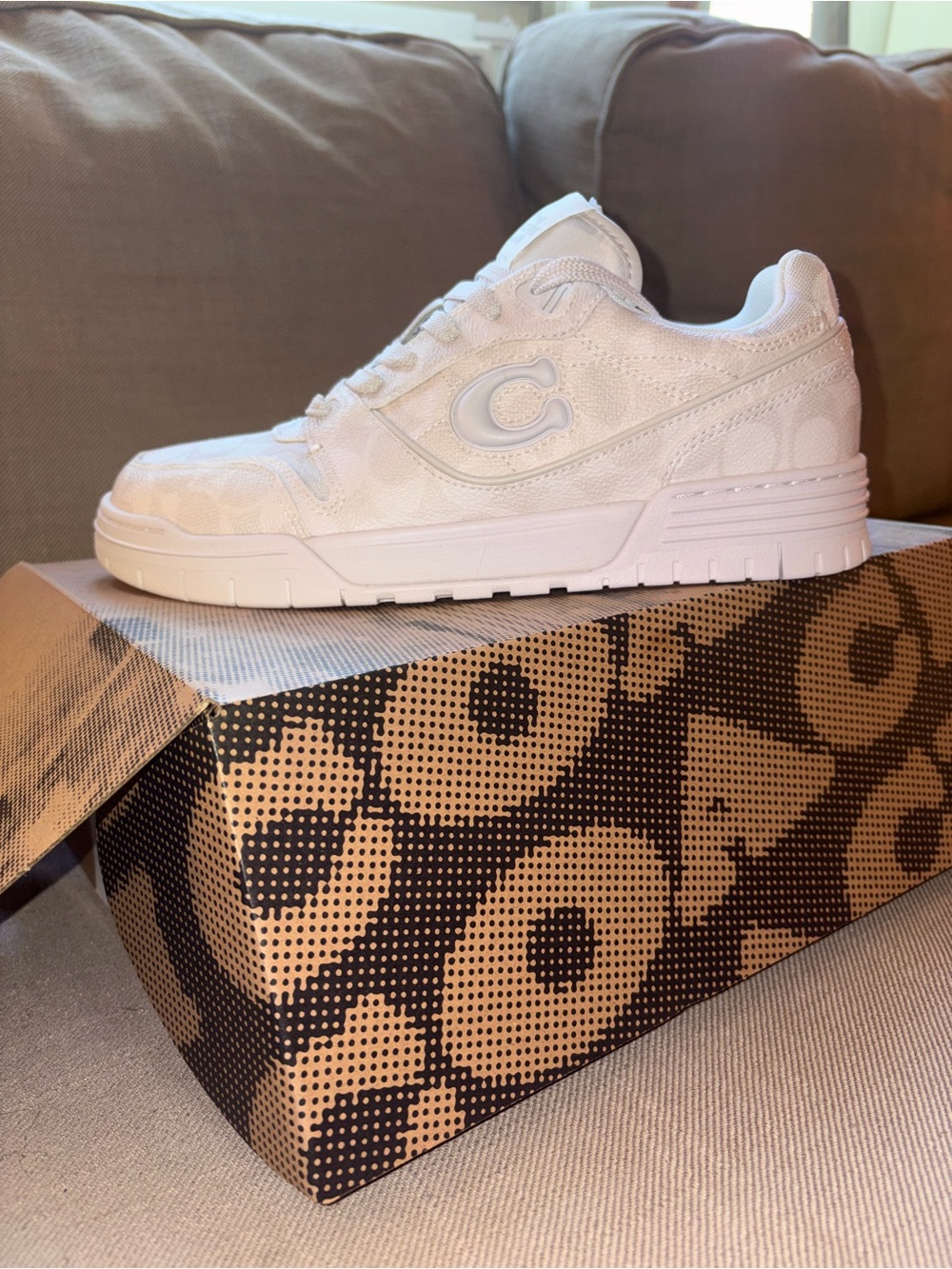 Coach Soho Sneaker: White Low-Top Monogram Logo
